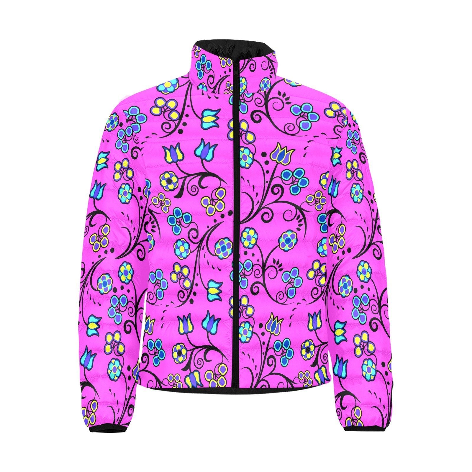 Blue Trio Bubblegum Men's Stand Collar Padded Jacket (Model H41) Men's Stand Collar Padded Jacket (H41) e-joyer