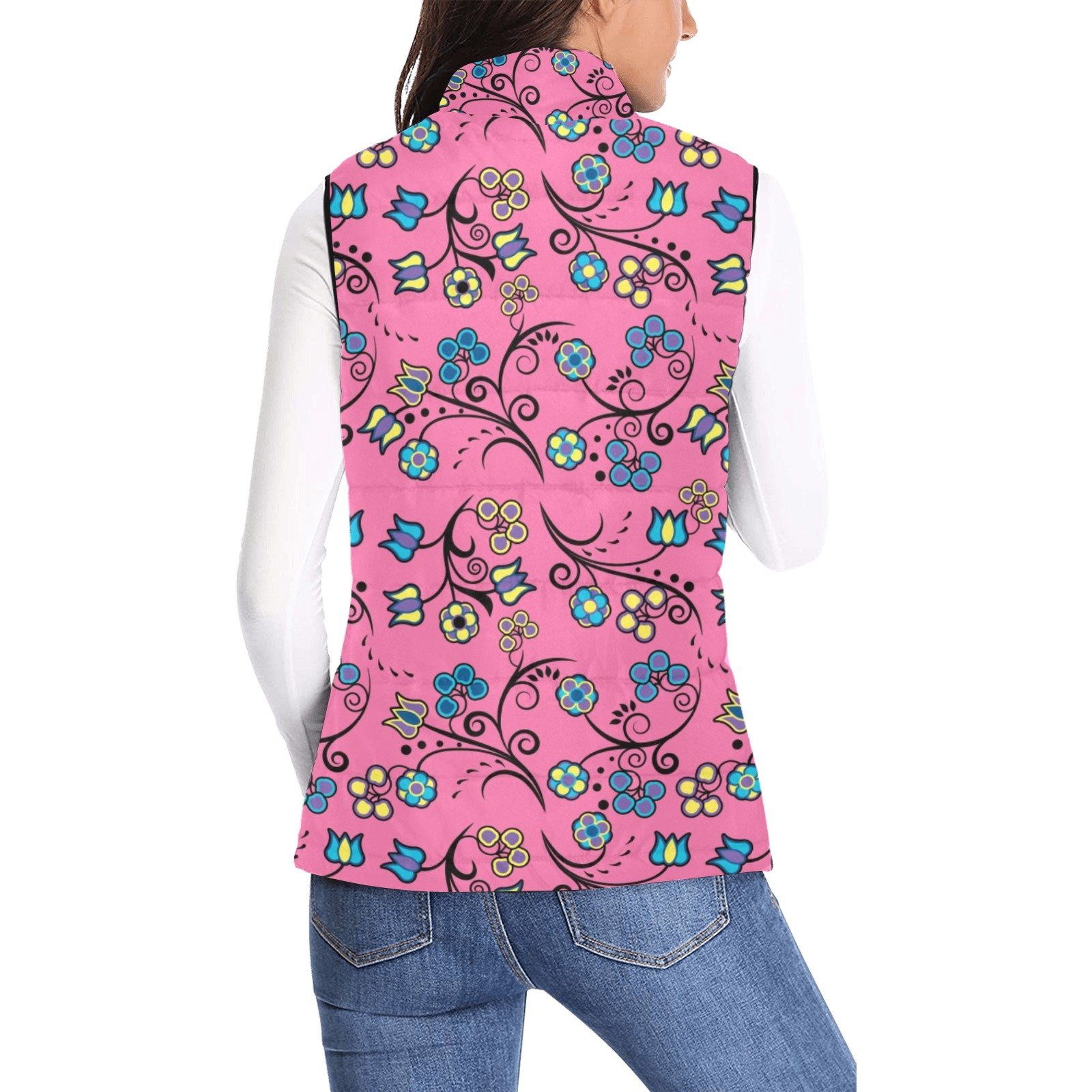 Blue Trio Bubblegum Women's Padded Vest Jacket (Model H44) Women's Padded Vest Jacket (H44) e-joyer