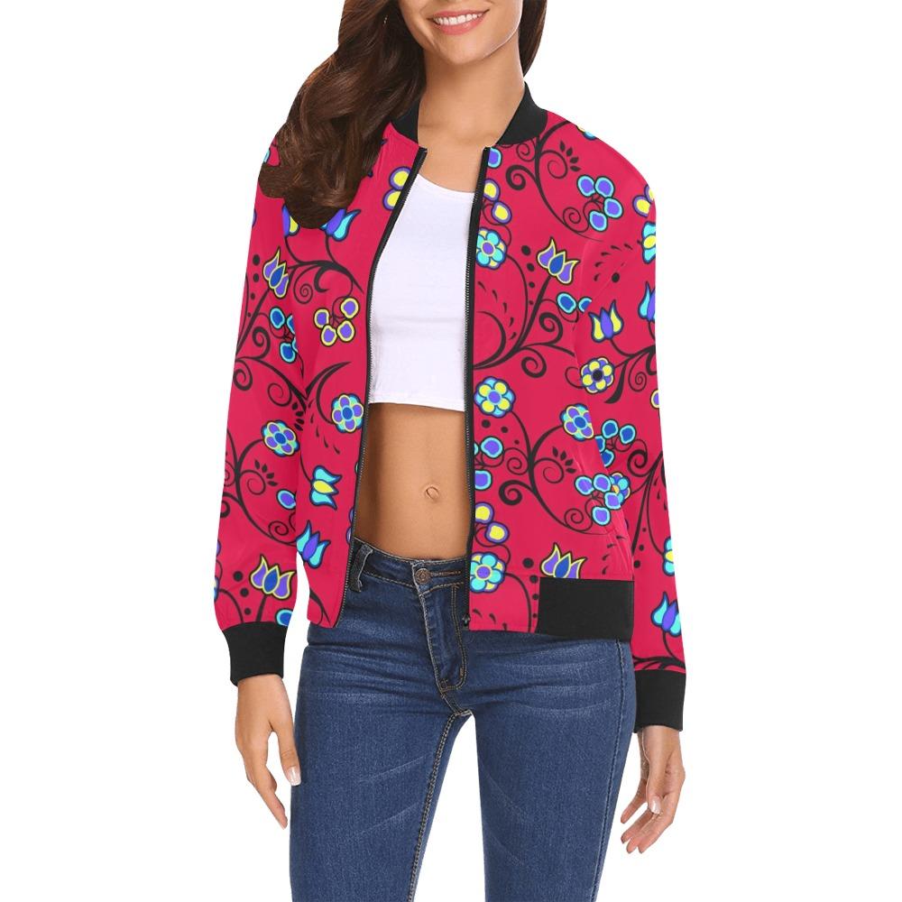 Blue Trio Cardinal All Over Print Bomber Jacket for Women (Model H19) Jacket e-joyer