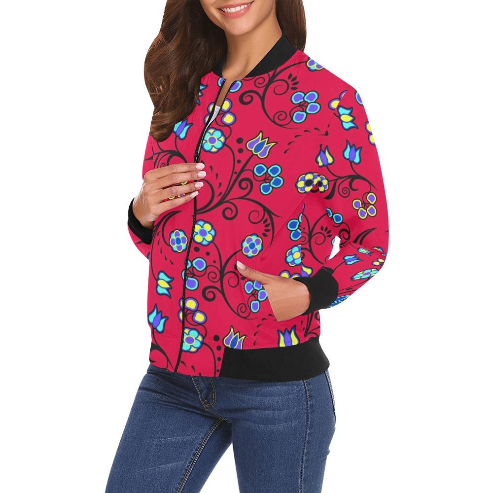 Blue Trio Cardinal All Over Print Bomber Jacket for Women (Model H19) Jacket e-joyer