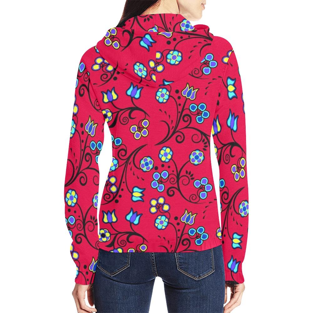 Blue Trio Cardinal All Over Print Full Zip Hoodie for Women (Model H14) hoodie e-joyer