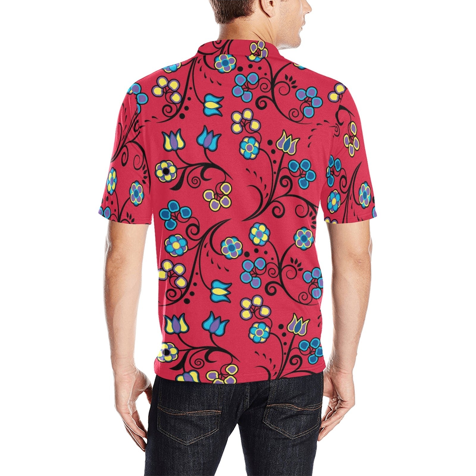 Blue Trio Cardinal Men's All Over Print Polo Shirt (Model T55) Men's Polo Shirt (Model T55) e-joyer