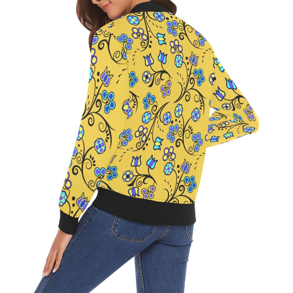 Blue Trio Tuscan All Over Print Bomber Jacket for Women (Model H19) Jacket e-joyer