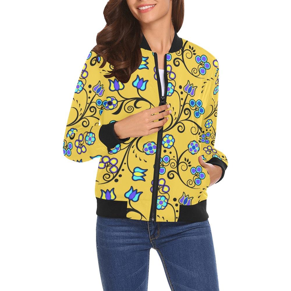 Blue Trio Tuscan All Over Print Bomber Jacket for Women (Model H19) Jacket e-joyer
