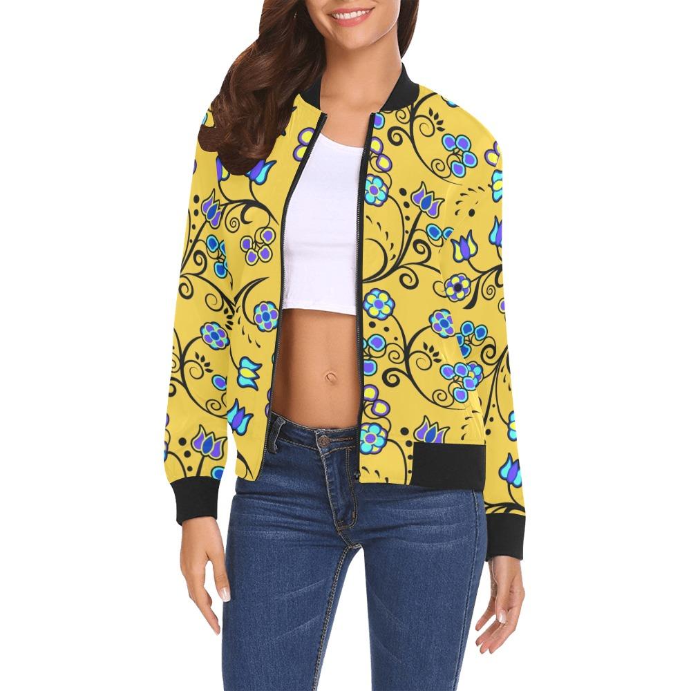 Blue Trio Tuscan All Over Print Bomber Jacket for Women (Model H19) Jacket e-joyer