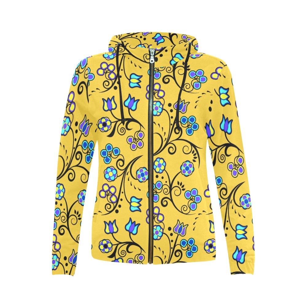 Blue Trio Tuscan All Over Print Full Zip Hoodie for Women (Model H14) hoodie e-joyer