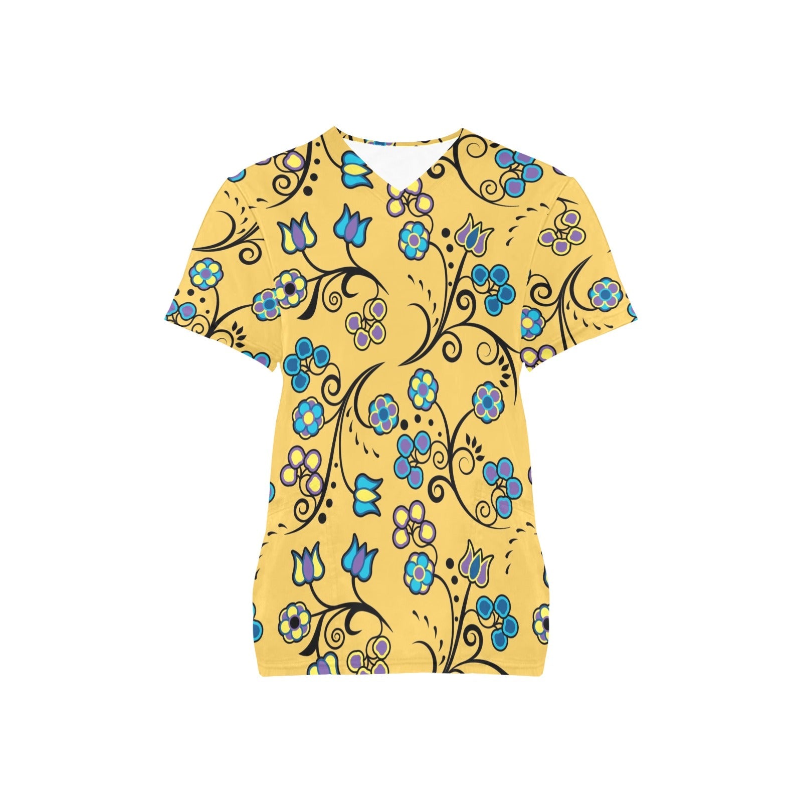 Blue Trio Tuscan All Over Print Scrub Top Scrub Top e-joyer