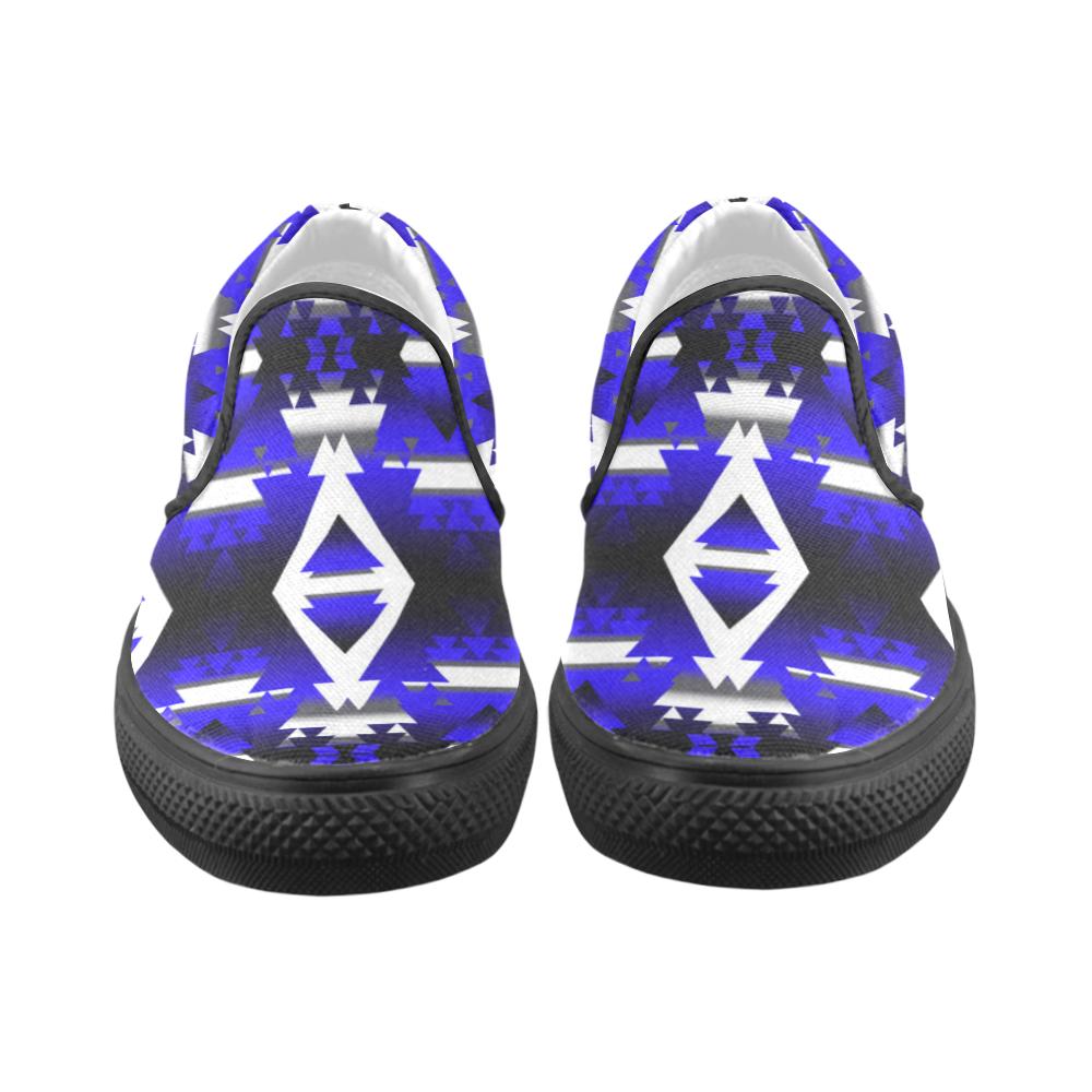 Blue Winter Camp Women's Unusual Slip-on Canvas Shoes (Model 019) Women's Unusual Slip-on Canvas Shoes (019) e-joyer