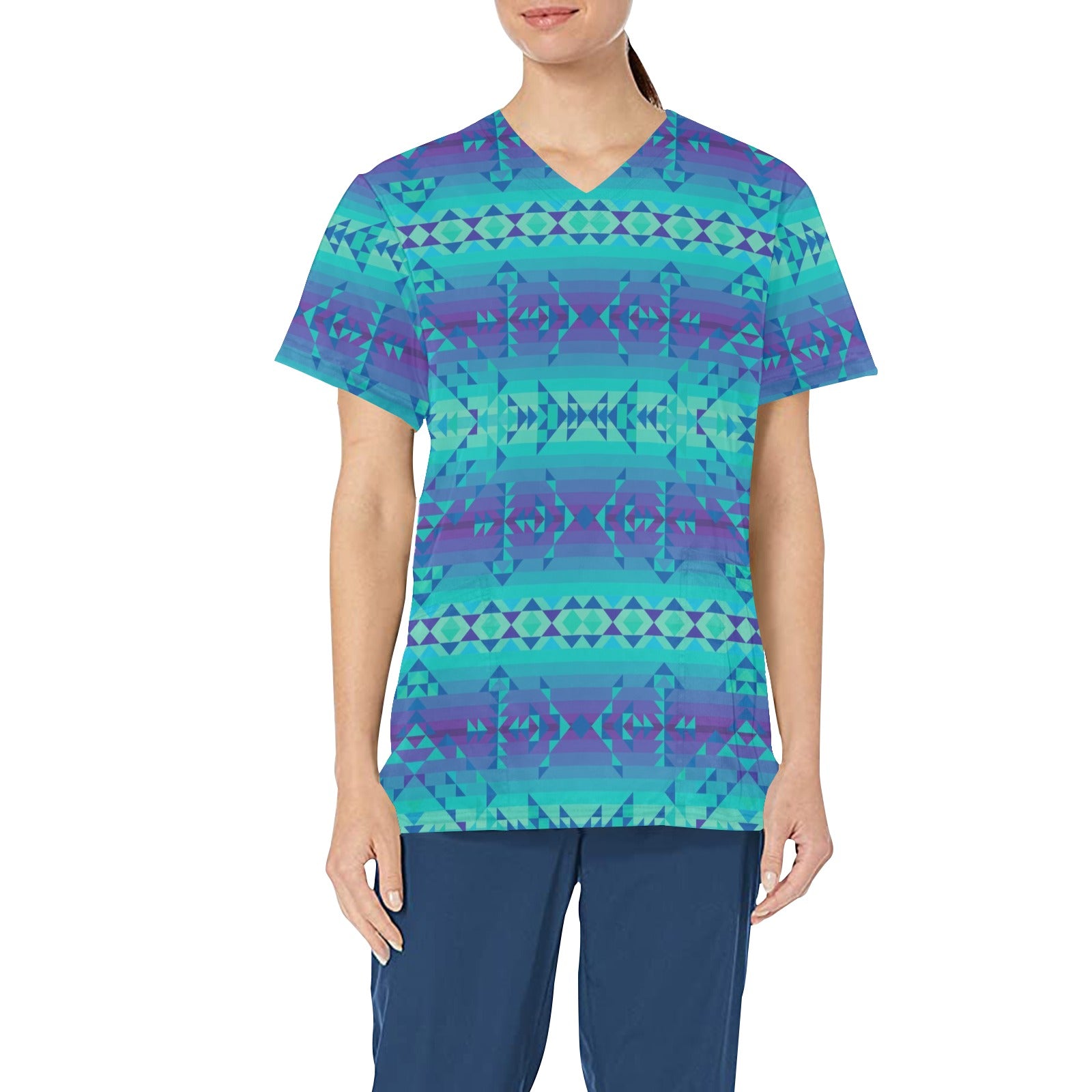Borealis All Over Print Scrub Top Scrub Top e-joyer