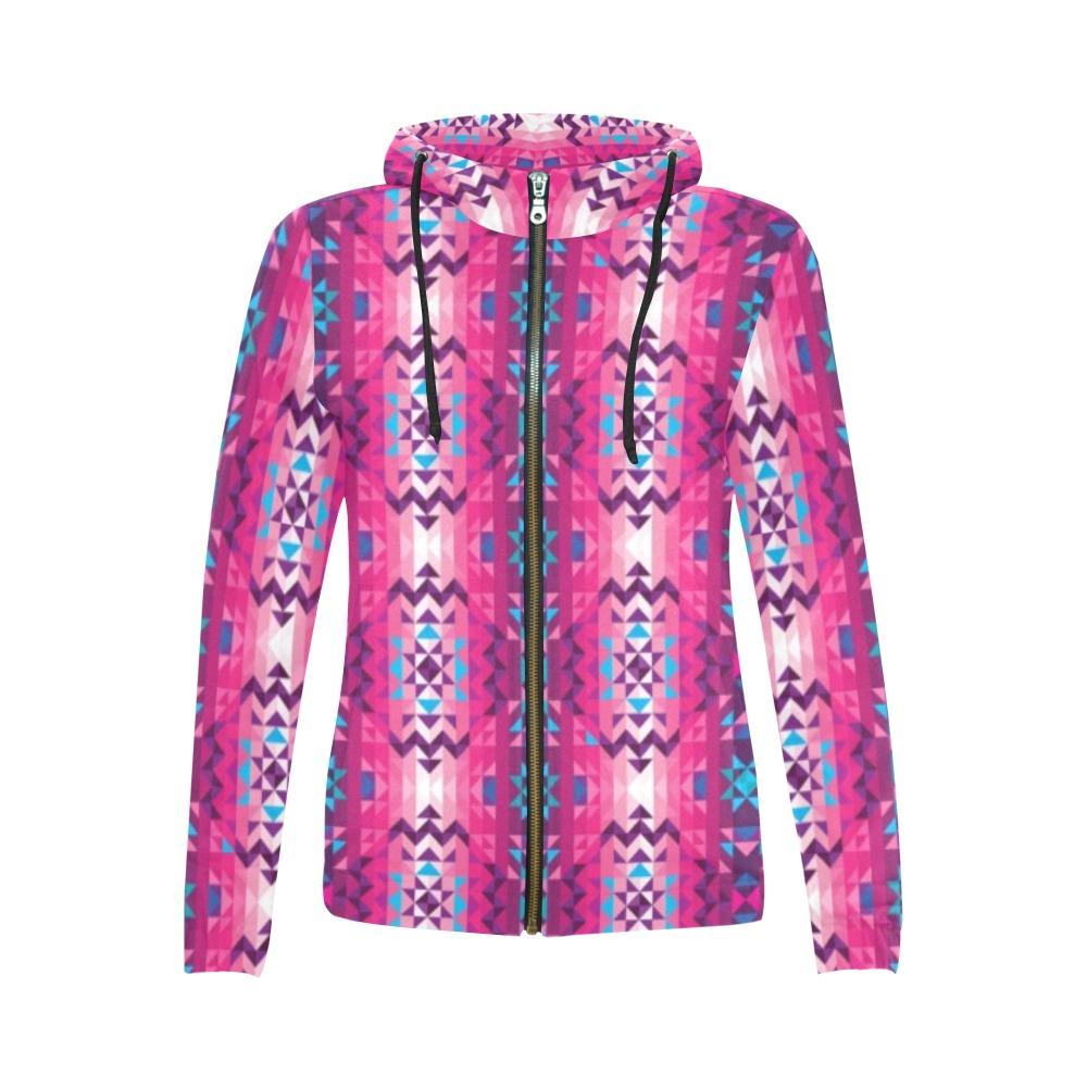 Bright Wave All Over Print Full Zip Hoodie for Women (Model H14) All Over Print Full Zip Hoodie for Women (H14) e-joyer