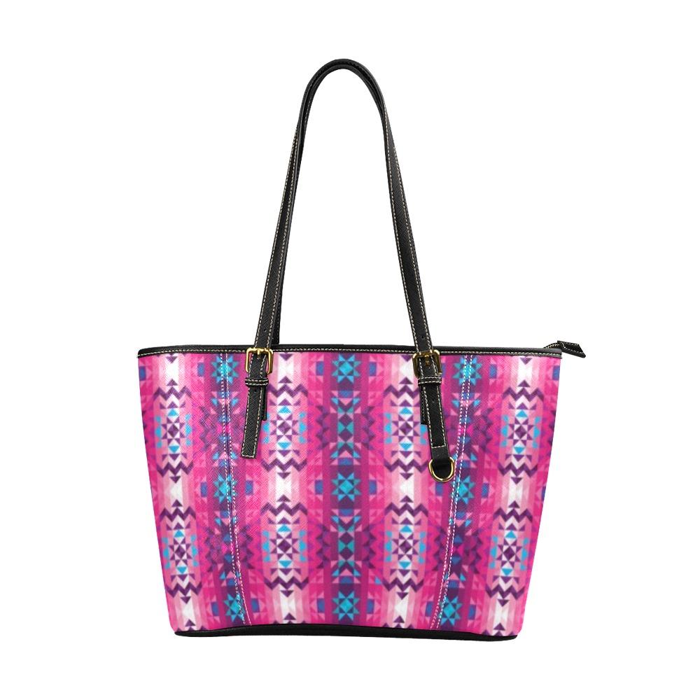 Bright Wave Leather Tote Bag/Large (Model 1640) Leather Tote Bag (1640) e-joyer