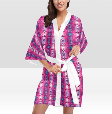 Bright Wave White Kimono Robe Artsadd
