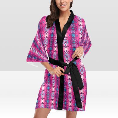 Bright Wave White Kimono Robe Artsadd