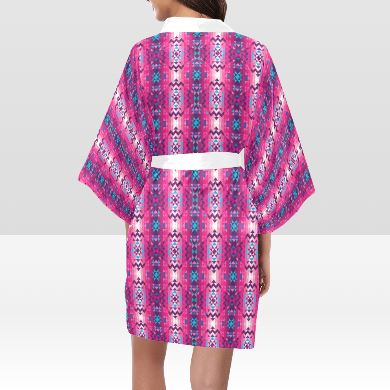 Bright Wave White Kimono Robe Artsadd