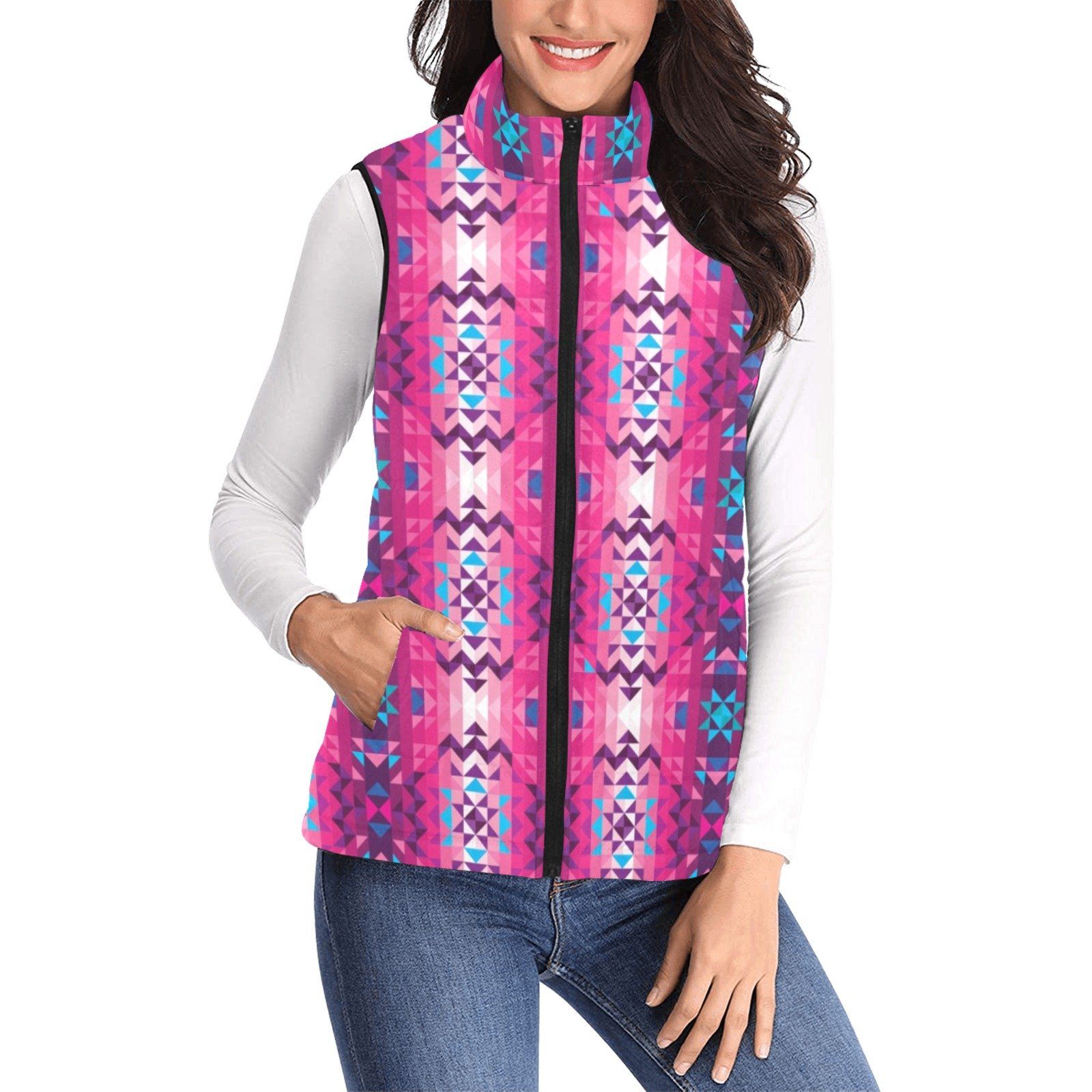 Bright Wave Women's Padded Vest Jacket (Model H44) Women's Padded Vest Jacket (H44) e-joyer