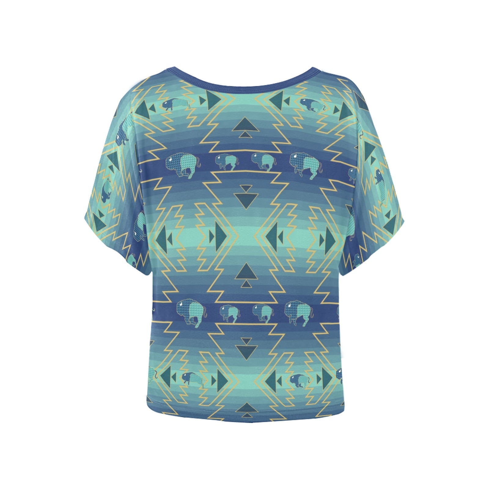 Buffalo Run Women's Batwing-Sleeved Blouse T shirt (Model T44) Women's Batwing-Sleeved Blouse T shirt (T44) e-joyer