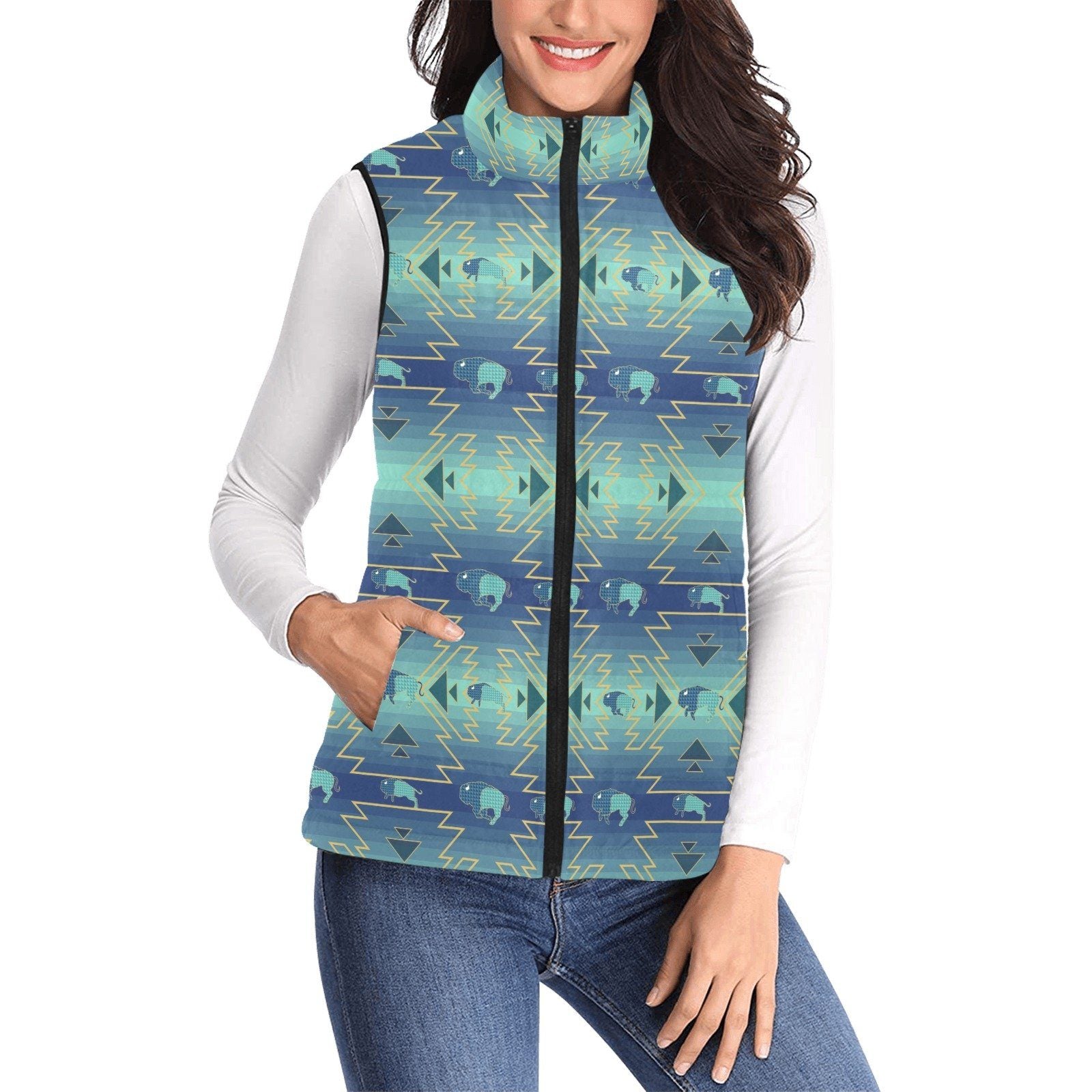 Buffalo Run Women's Padded Vest Jacket (Model H44) Women's Padded Vest Jacket (H44) e-joyer