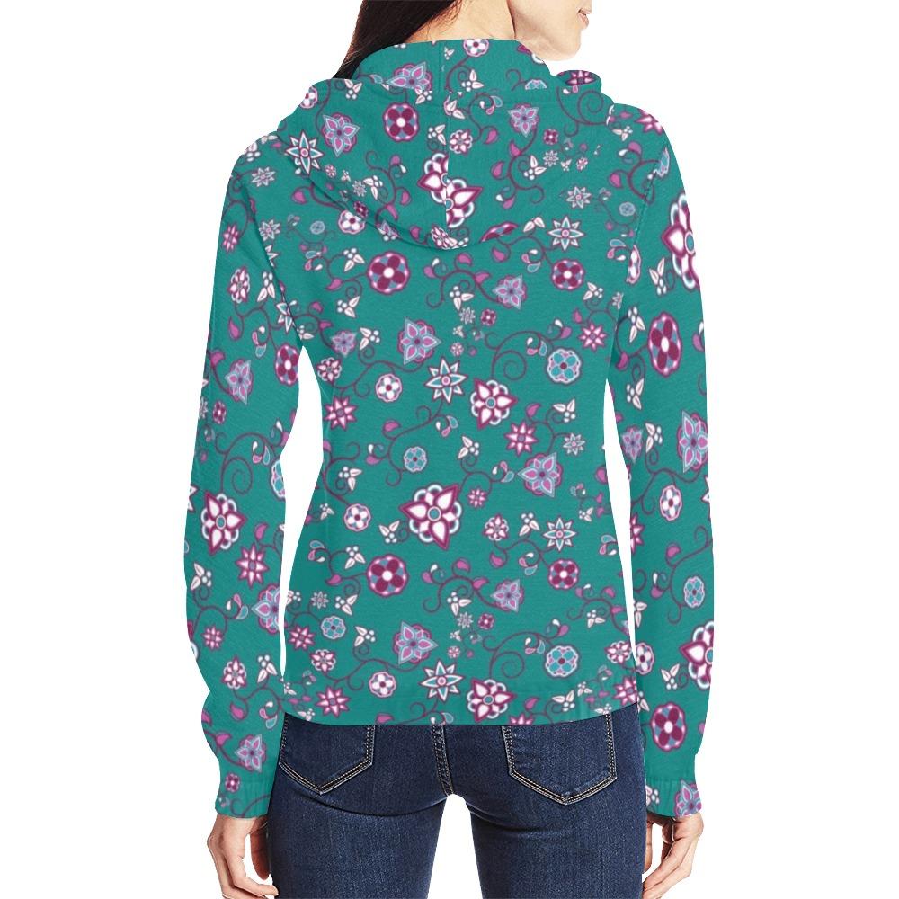 Burgundy Bloom All Over Print Full Zip Hoodie for Women (Model H14) All Over Print Full Zip Hoodie for Women (H14) e-joyer