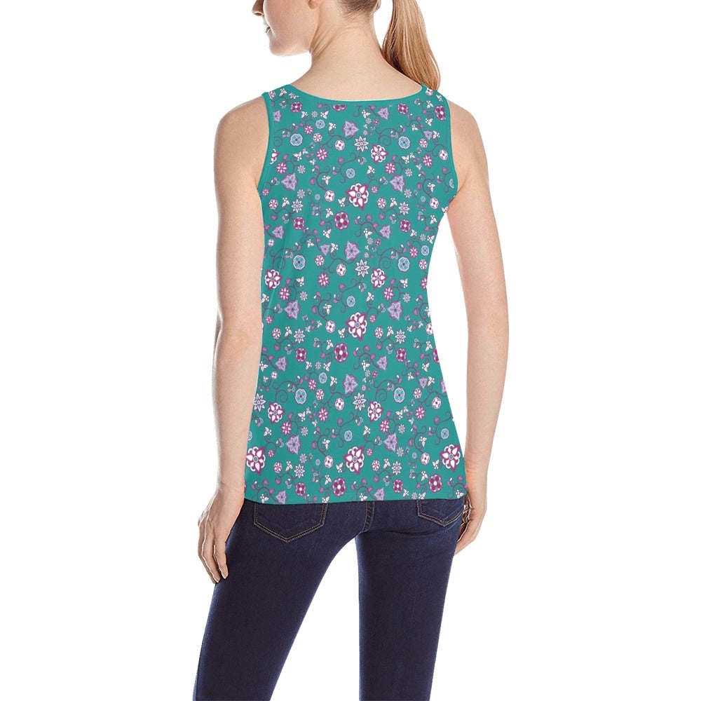 Burgundy Bloom All Over Print Tank Top for Women (Model T43) All Over Print Tank Top for Women (T43) e-joyer