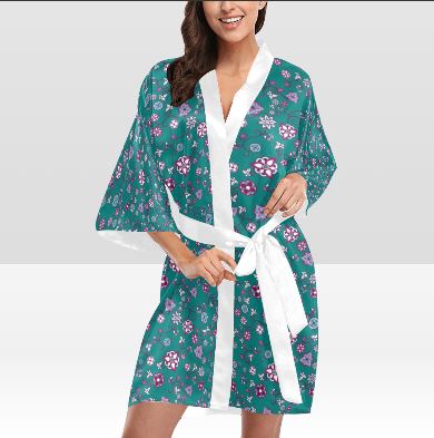 Burgundy Bloom Kimono Robe Artsadd