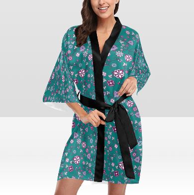 Burgundy Bloom Kimono Robe Artsadd