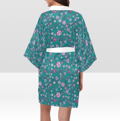 Burgundy Bloom Kimono Robe Artsadd
