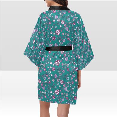 Burgundy Bloom Kimono Robe Artsadd