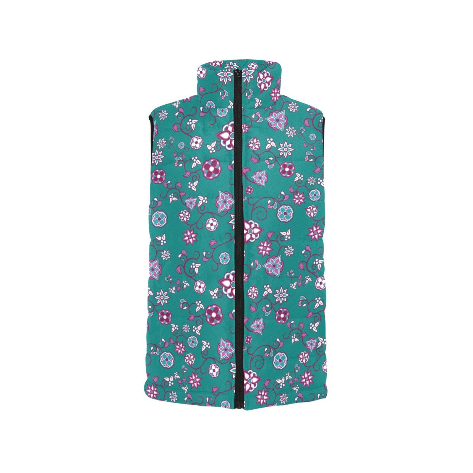 Burgundy Bloom Men's Padded Vest Jacket (Model H44) Men's Padded Vest Jacket (H44) e-joyer