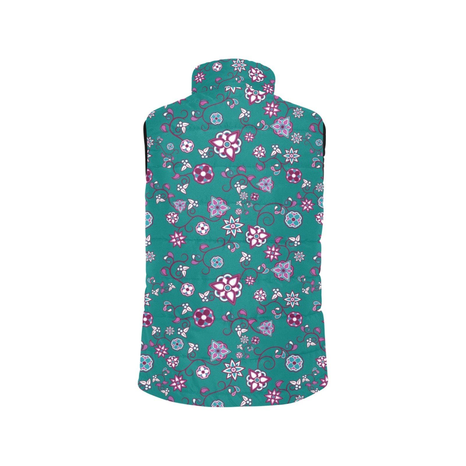 Burgundy Bloom Men's Padded Vest Jacket (Model H44) Men's Padded Vest Jacket (H44) e-joyer