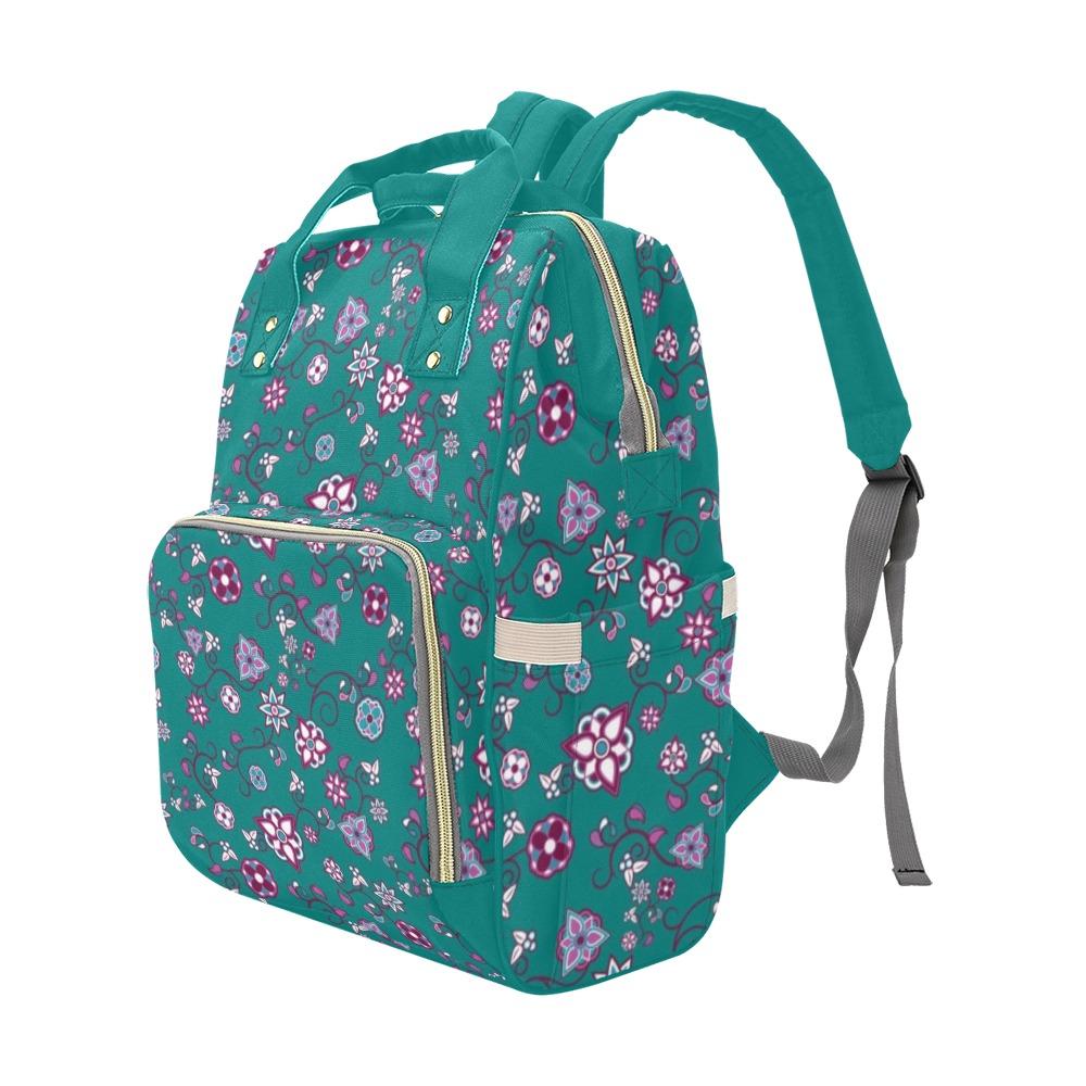 Burgundy Bloom Multi-Function Diaper Backpack/Diaper Bag (Model 1688) bag e-joyer
