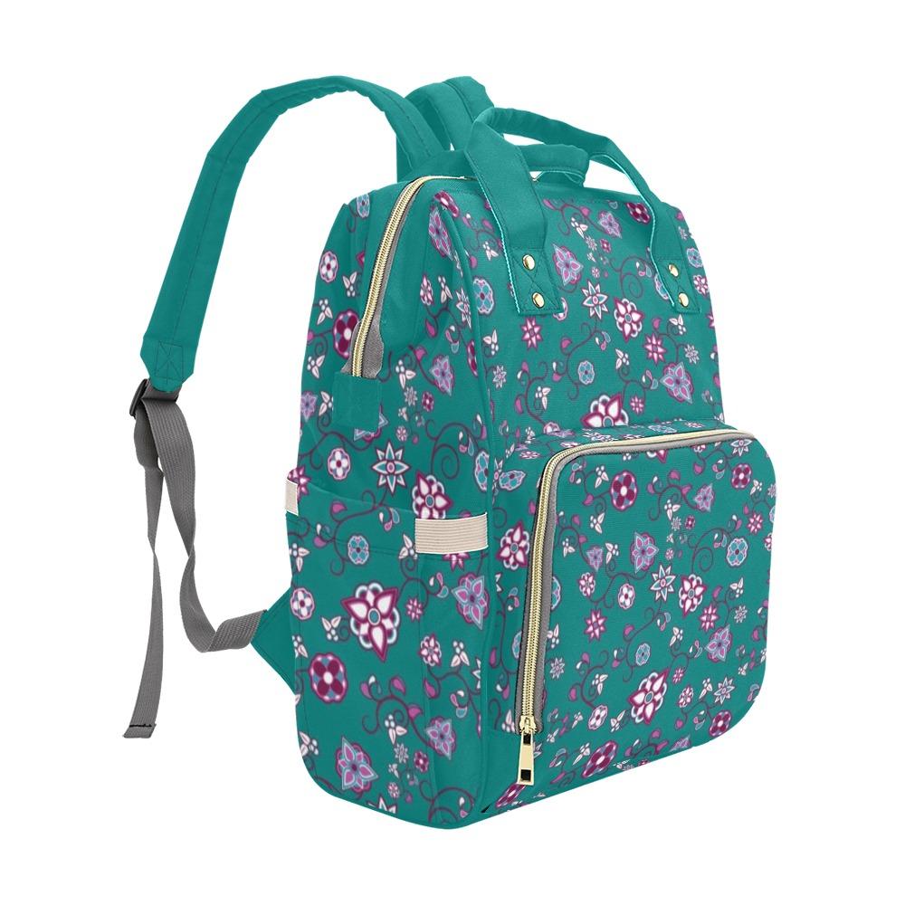 Burgundy Bloom Multi-Function Diaper Backpack/Diaper Bag (Model 1688) bag e-joyer