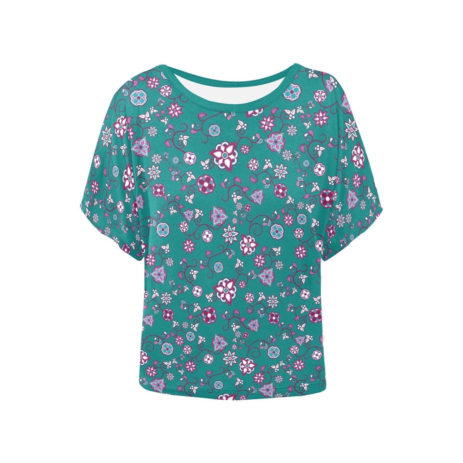 Burgundy Bloom Women's Batwing-Sleeved Blouse T shirt (Model T44) Women's Batwing-Sleeved Blouse T shirt (T44) e-joyer