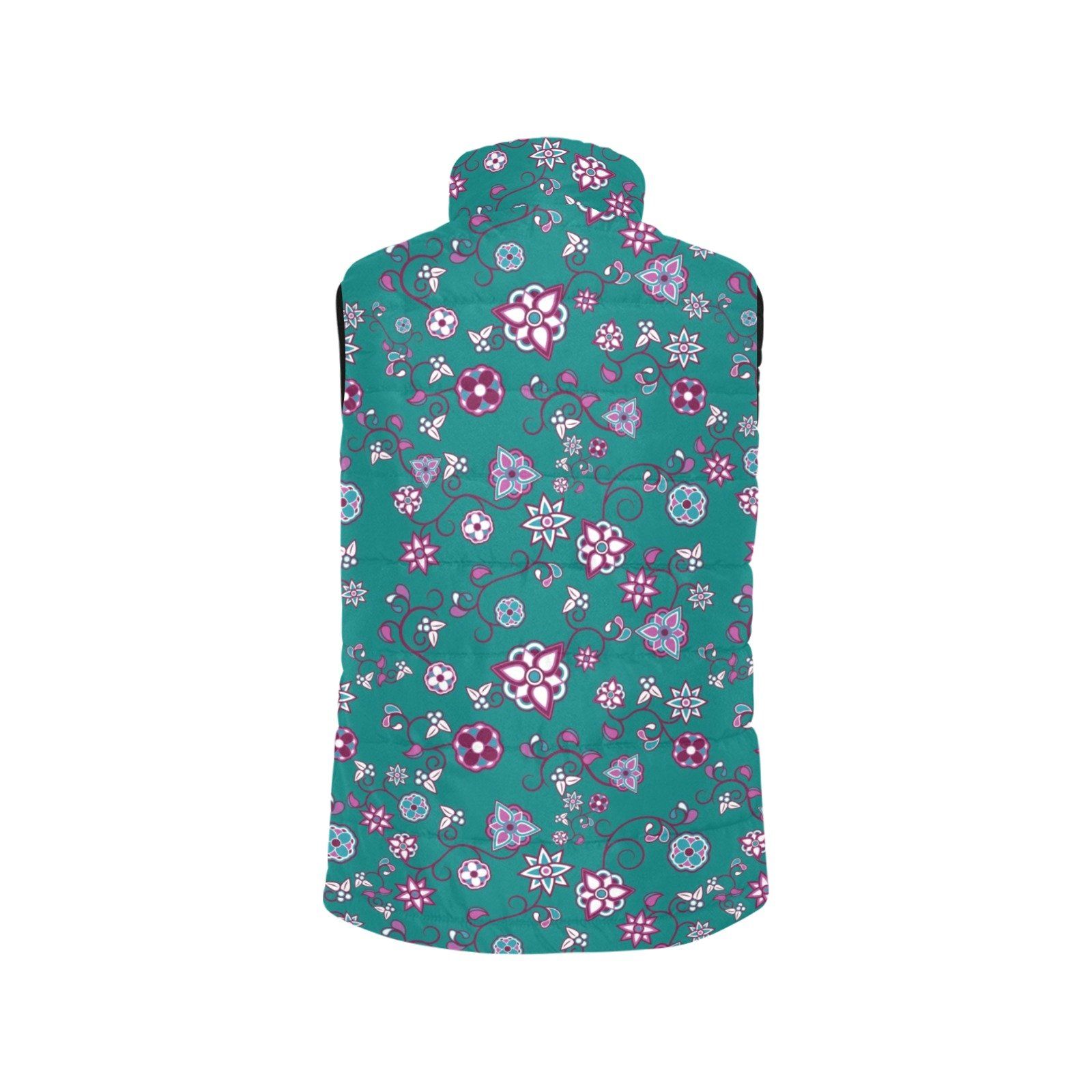 Burgundy Bloom Women's Padded Vest Jacket (Model H44) Women's Padded Vest Jacket (H44) e-joyer