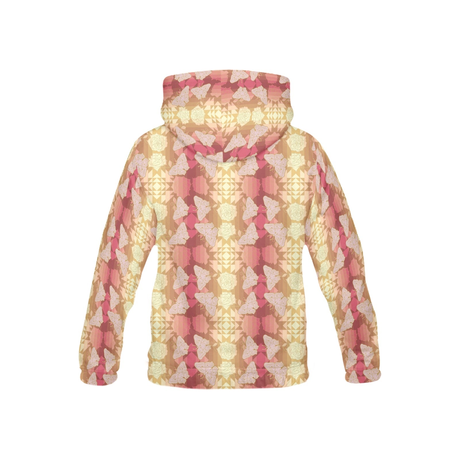 Butterfly and Roses on Geometric All Over Print Hoodie for Kid (USA Size) (Model H13) All Over Print Hoodie for Kid (H13) e-joyer