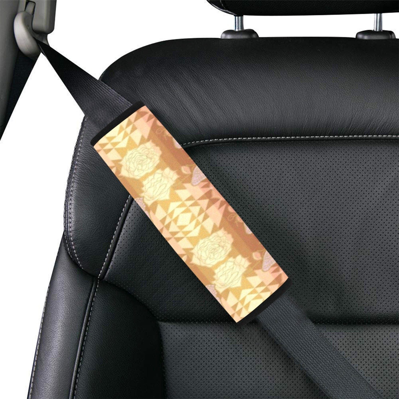 Butterfly and Roses on Geometric Car Seat Belt Cover 7''x12.6'' (Pack of 2) Car Seat Belt Cover 7x12.6 (Pack of 2) e-joyer