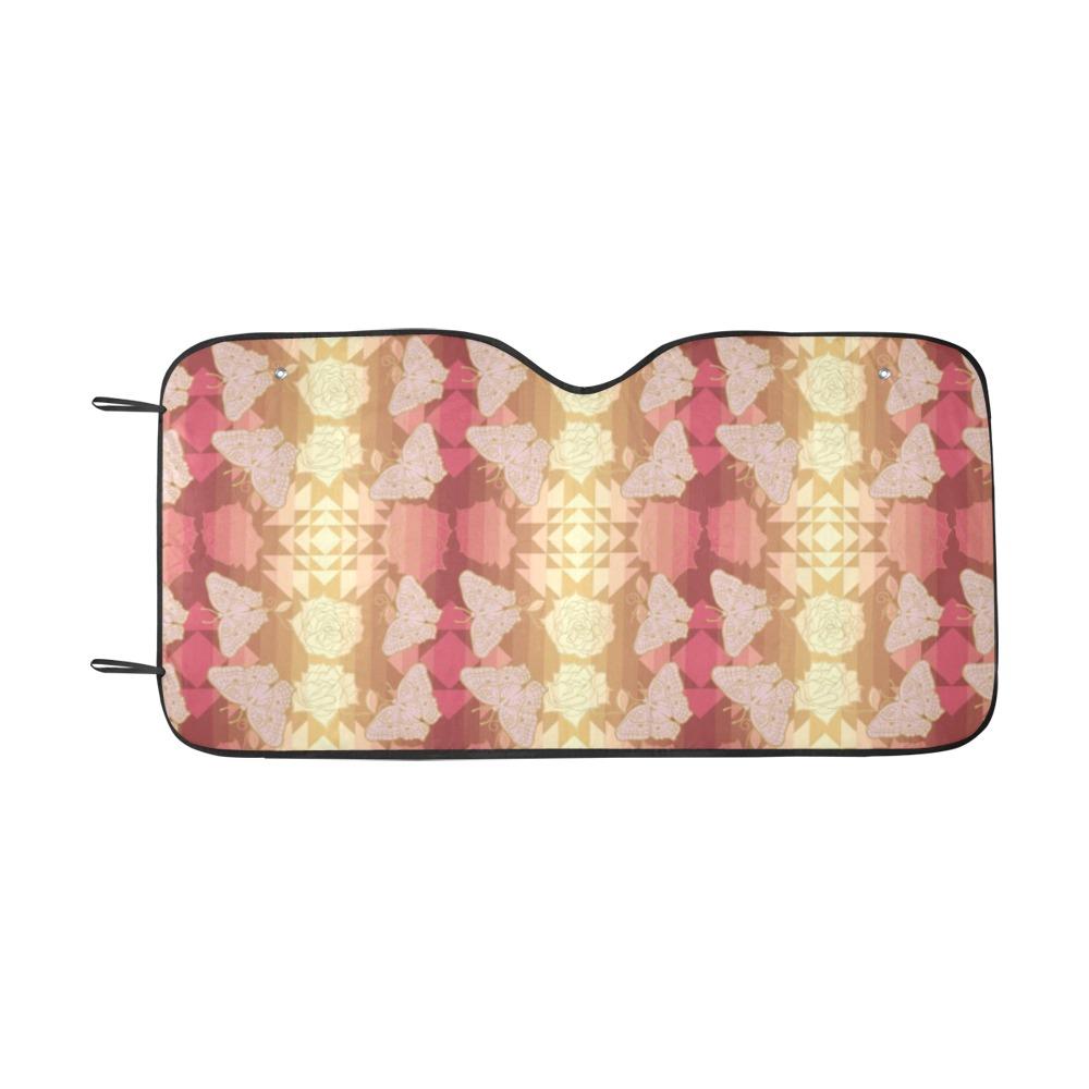 Butterfly and Roses on Geometric Car Sun Shade 55"x30" Car Sun Shade e-joyer