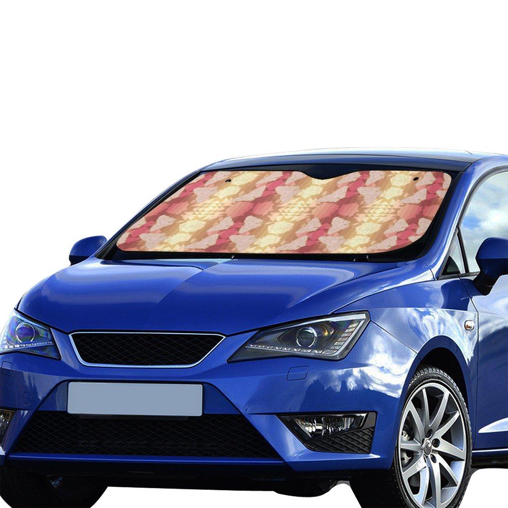 Butterfly and Roses on Geometric Car Sun Shade 55"x30" Car Sun Shade e-joyer
