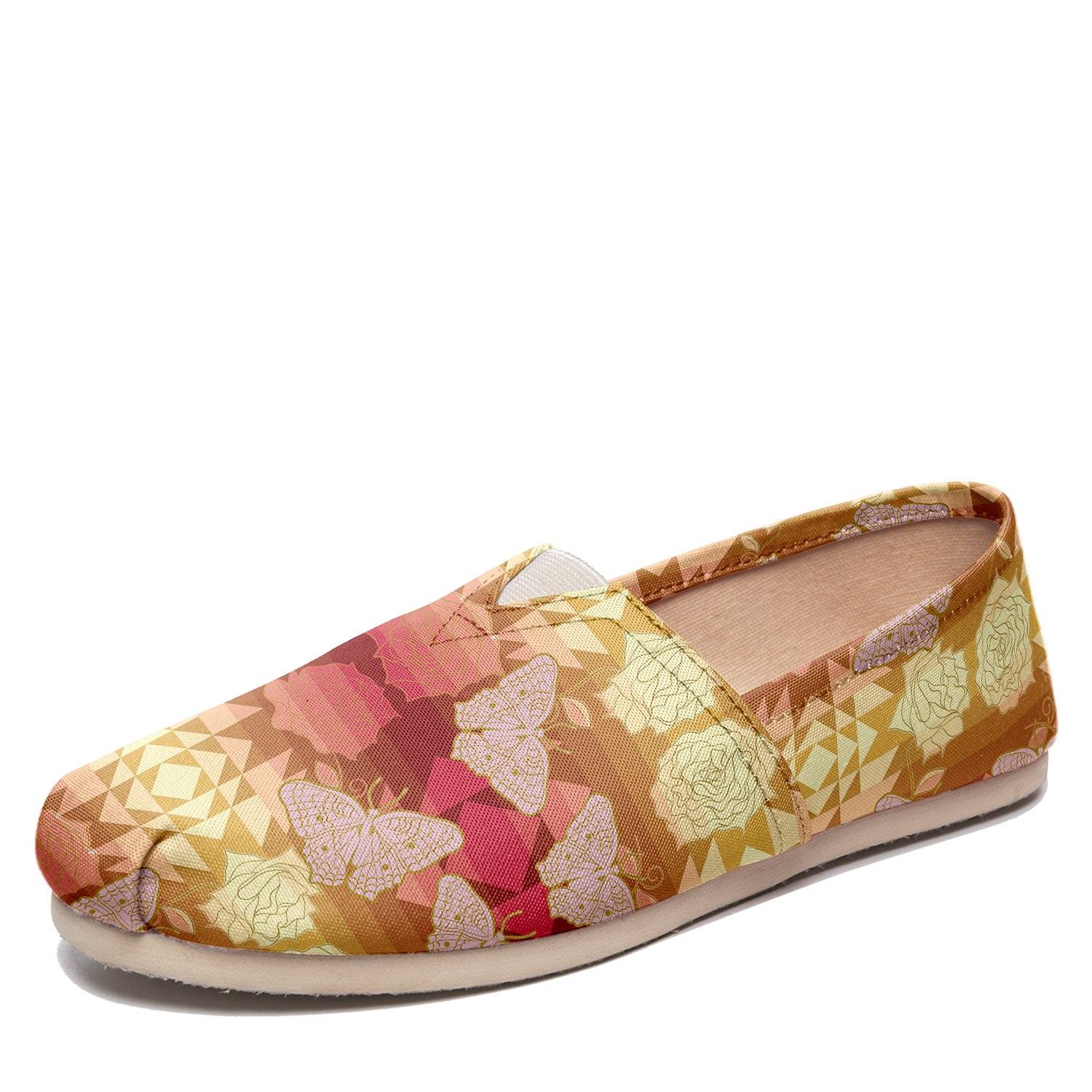 Butterfly and Roses on Geometric Casual Unisex Slip On Shoe Herman