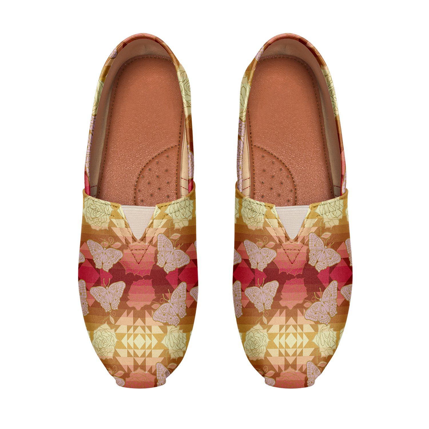 Butterfly and Roses on Geometric Casual Unisex Slip On Shoe Herman