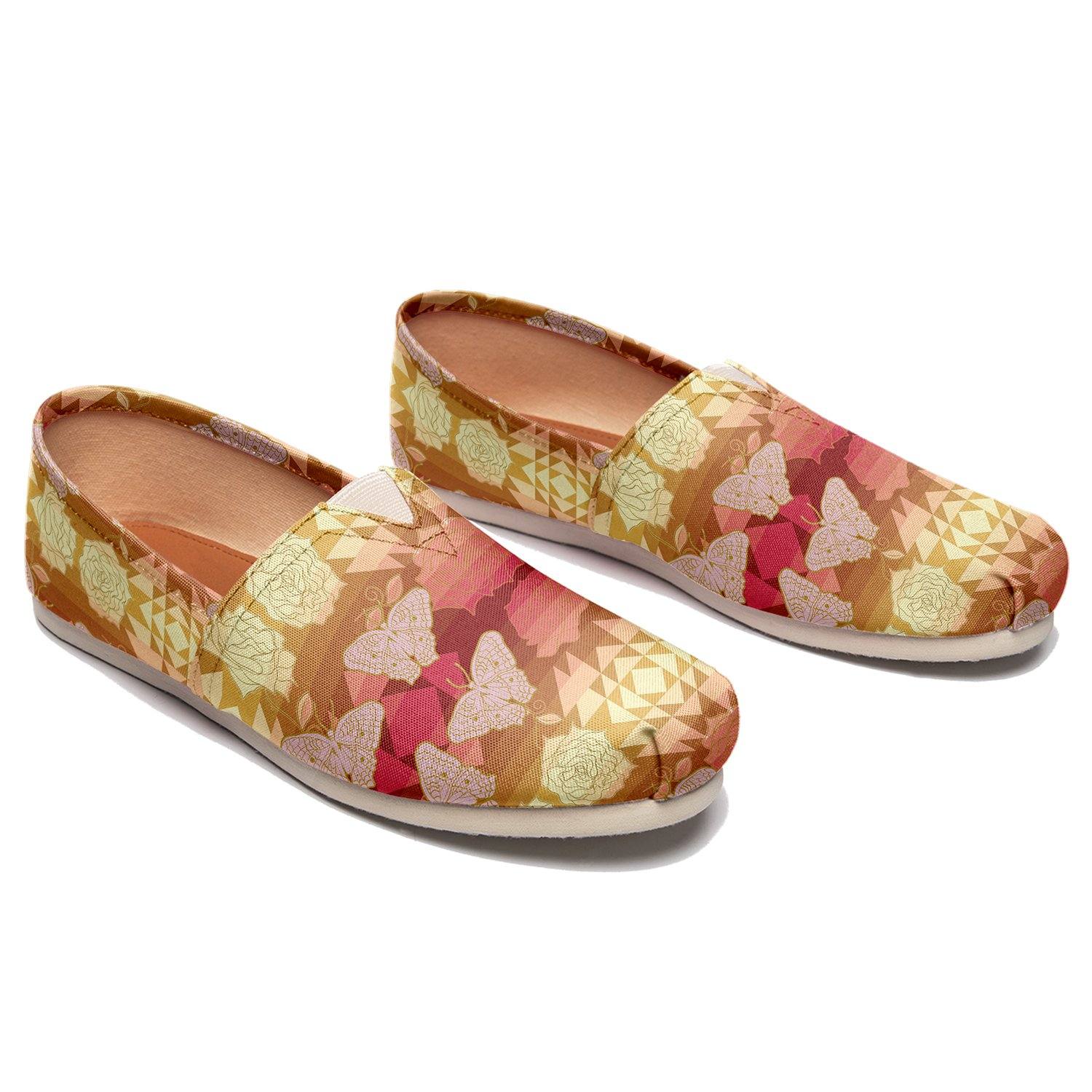 Butterfly and Roses on Geometric Casual Unisex Slip On Shoe Herman