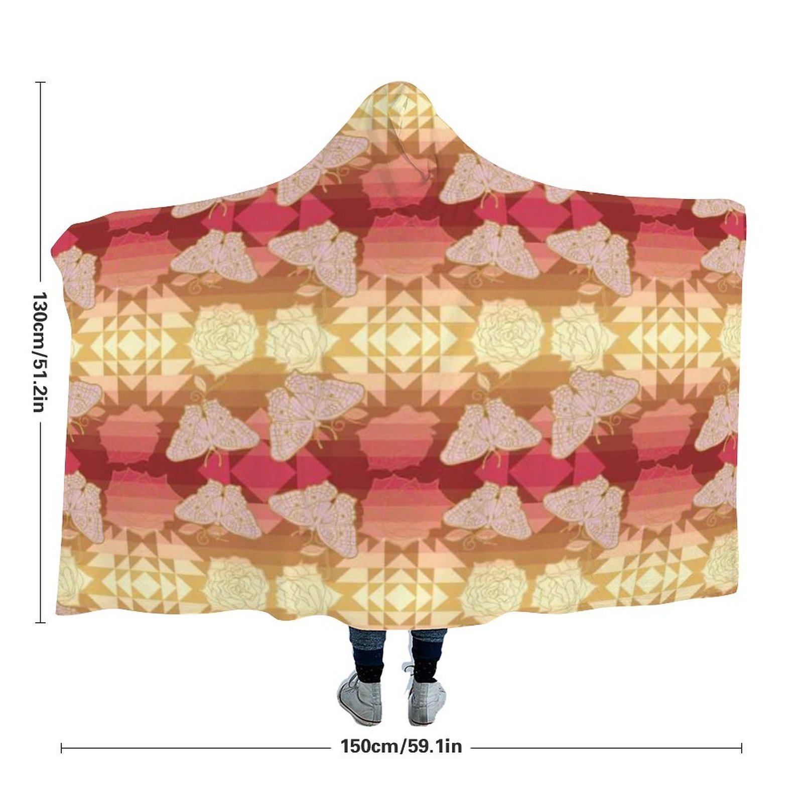 Butterfly and Roses on Geometric Hooded Blanket 49 Dzine