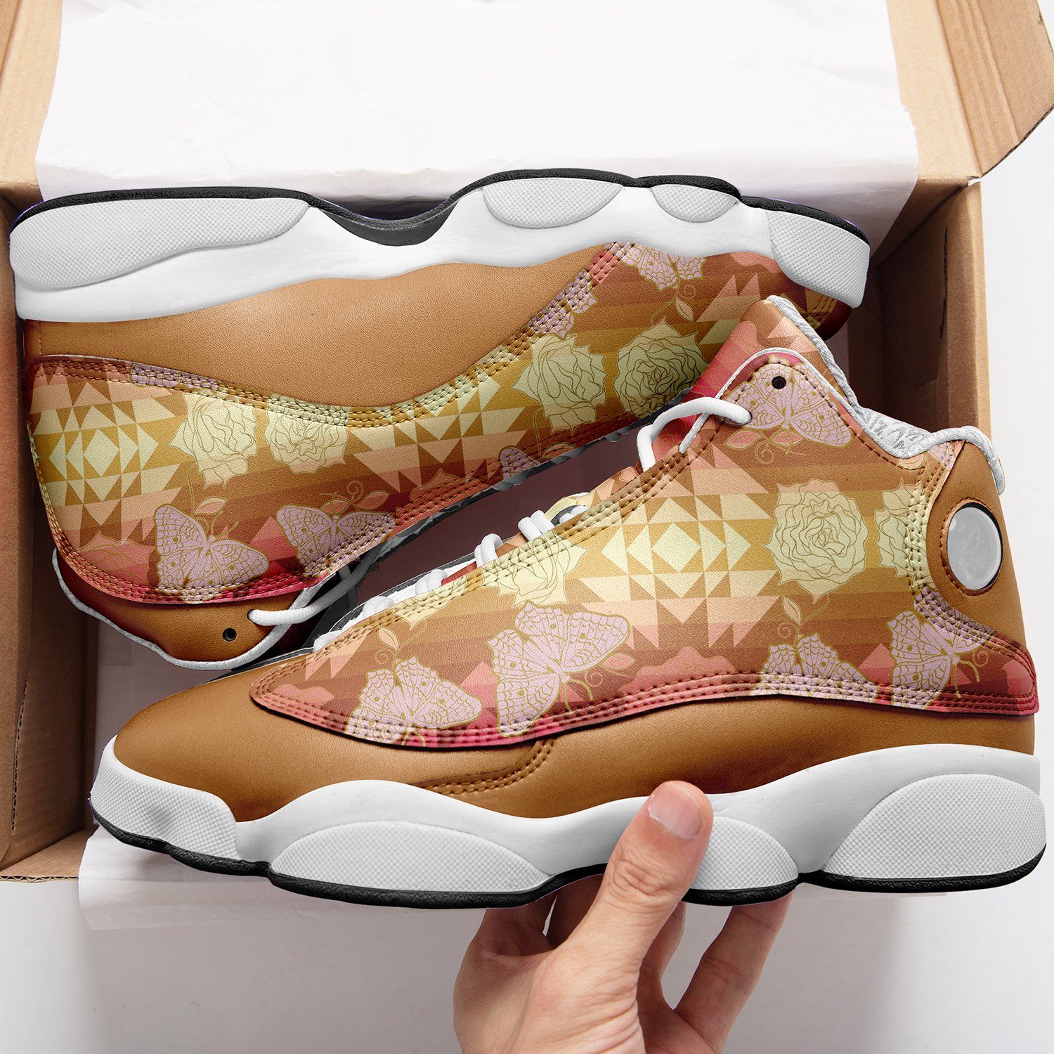 Butterfly and Roses on Geometric Isstsokini Athletic Shoes Herman