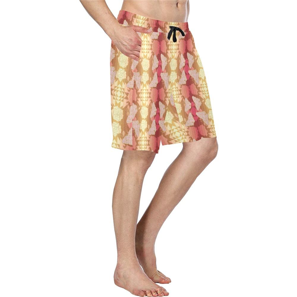 Butterfly and Roses on Geometric Men's All Over Print Casual Shorts (Model L23) short e-joyer