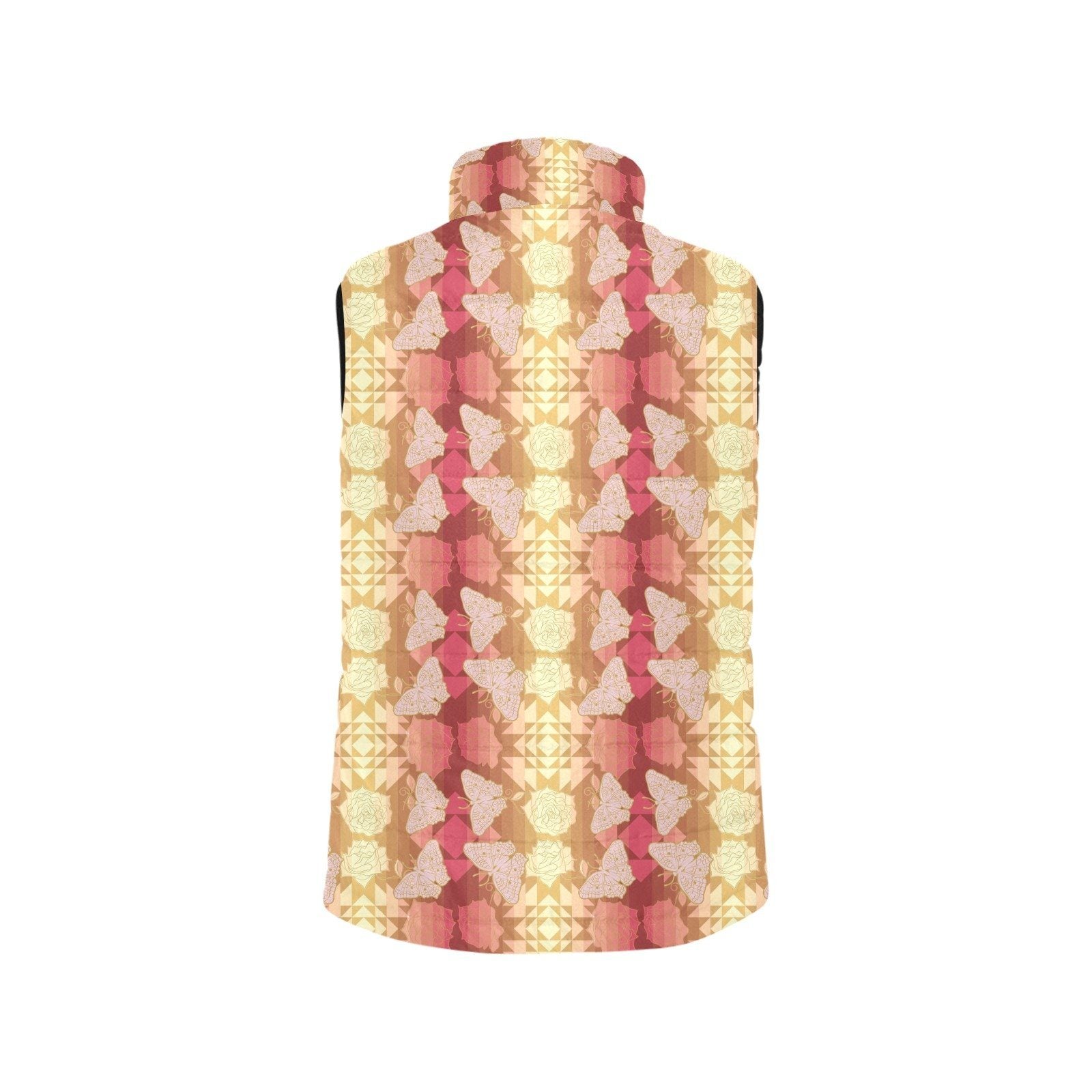Butterfly and Roses on Geometric Men's Padded Vest Jacket (Model H44) Men's Padded Vest Jacket (H44) e-joyer