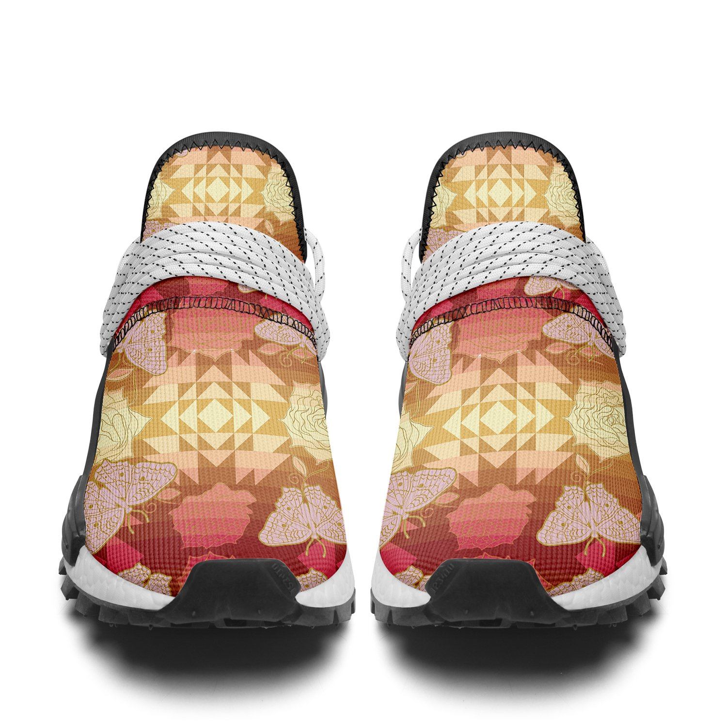 Butterfly and Roses on Geometric Okaki Sneakers Shoes Herman