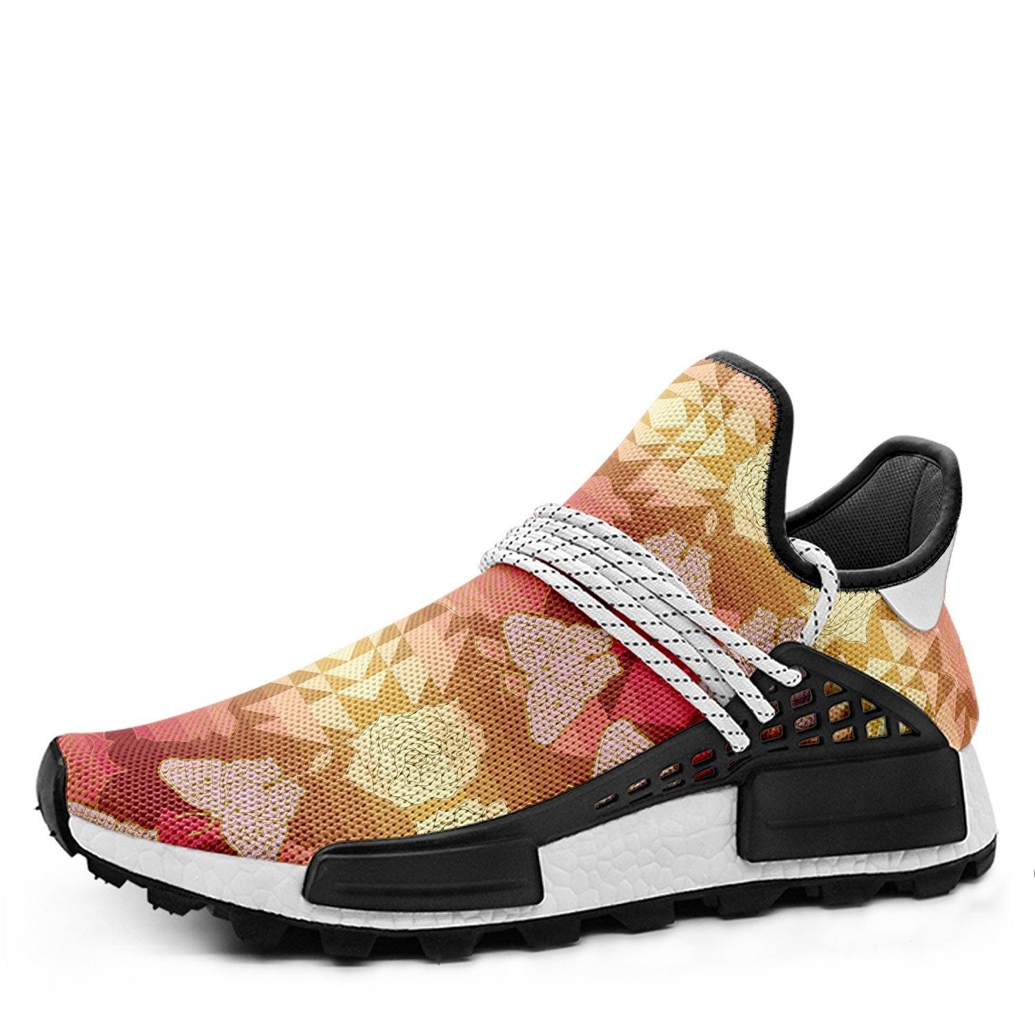 Butterfly and Roses on Geometric Okaki Sneakers Shoes Herman