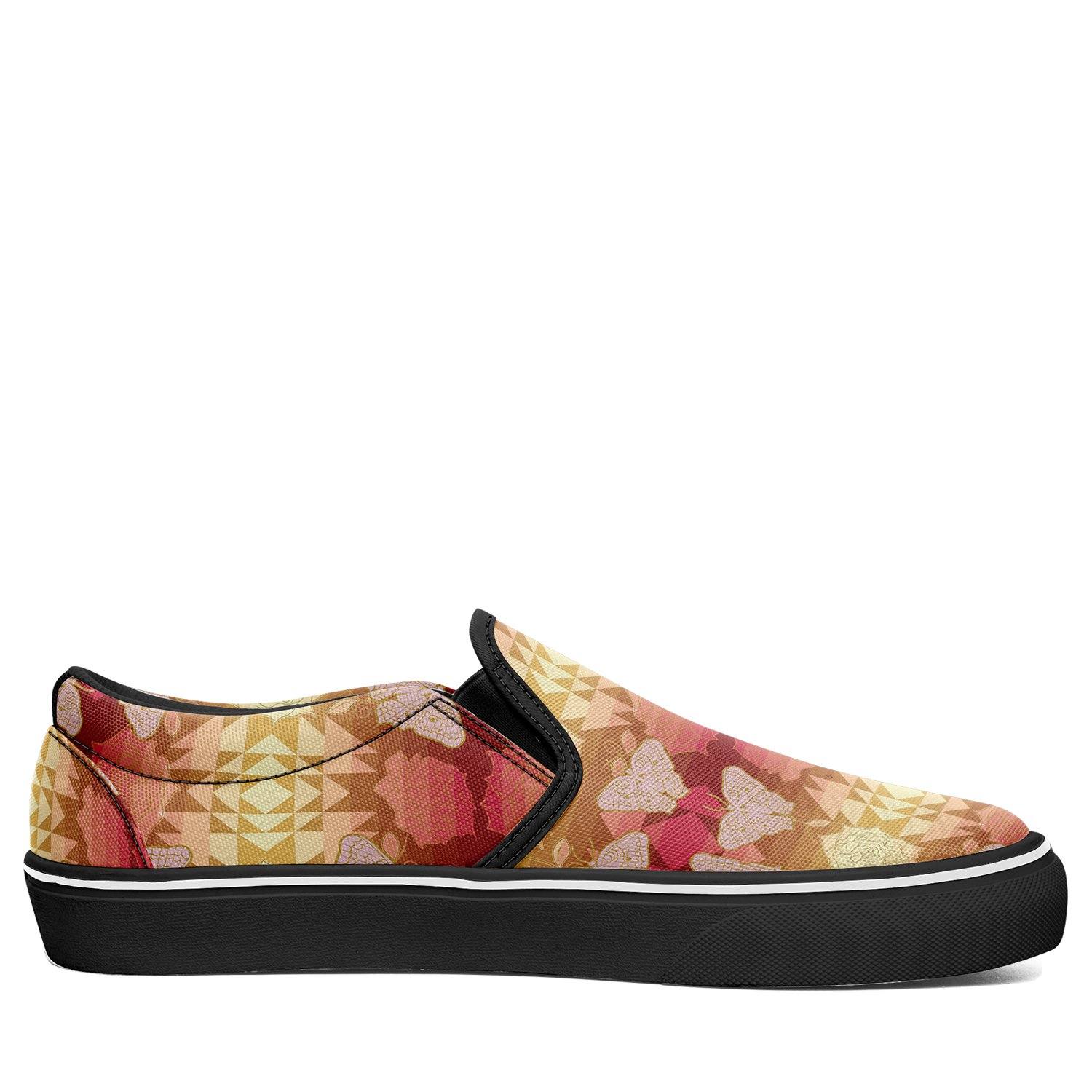 Butterfly and Roses on Geometric Otoyimm Canvas Slip On Shoes otoyimm Herman