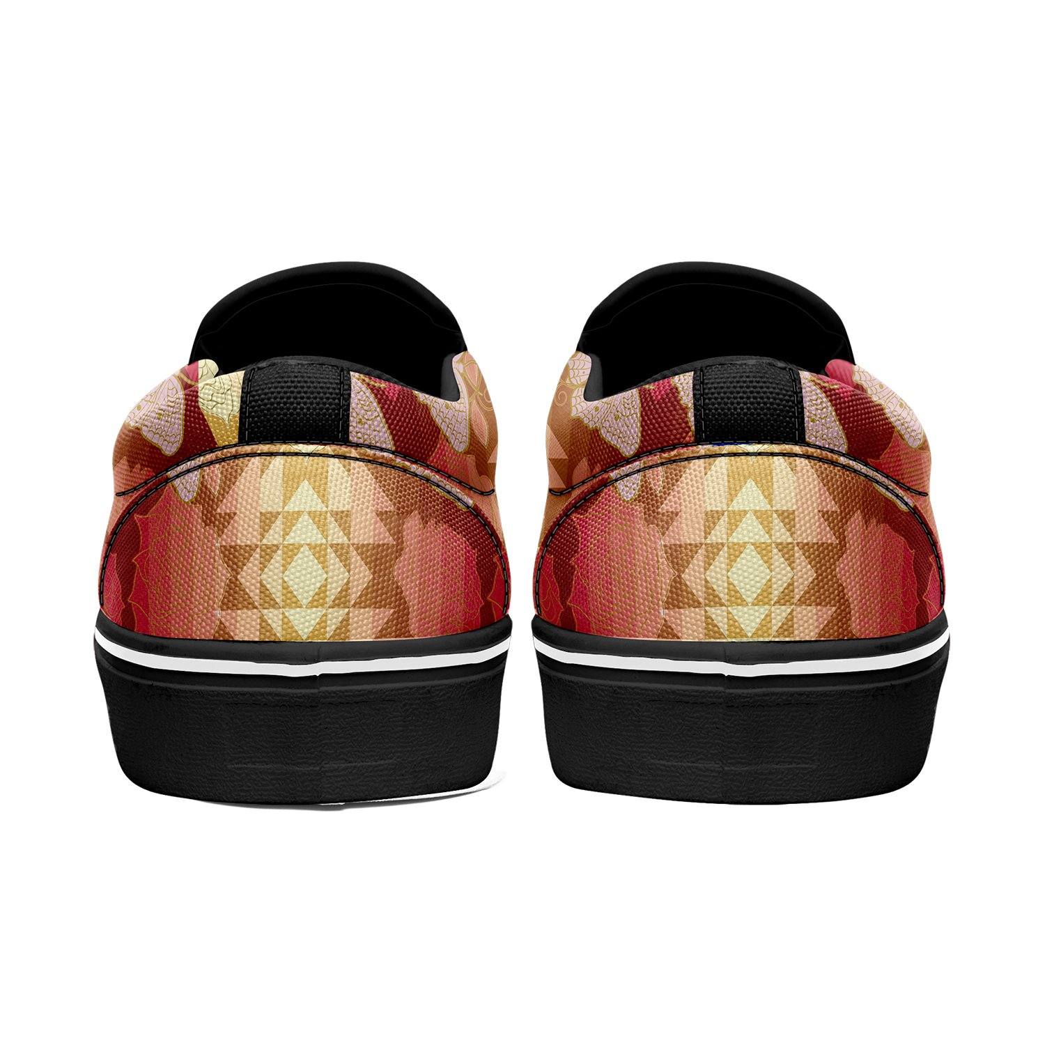 Butterfly and Roses on Geometric Otoyimm Canvas Slip On Shoes otoyimm Herman