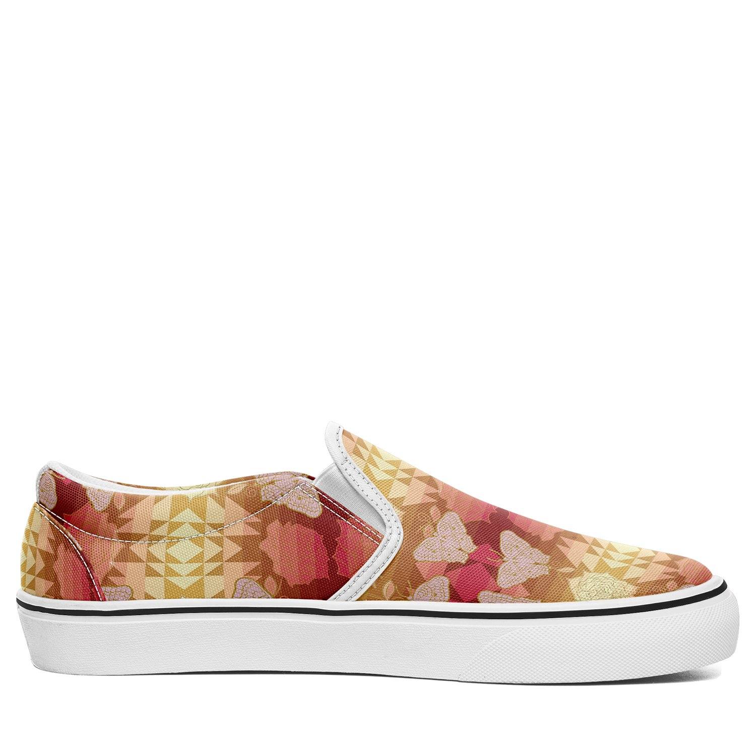 Butterfly and Roses on Geometric Otoyimm Canvas Slip On Shoes otoyimm Herman