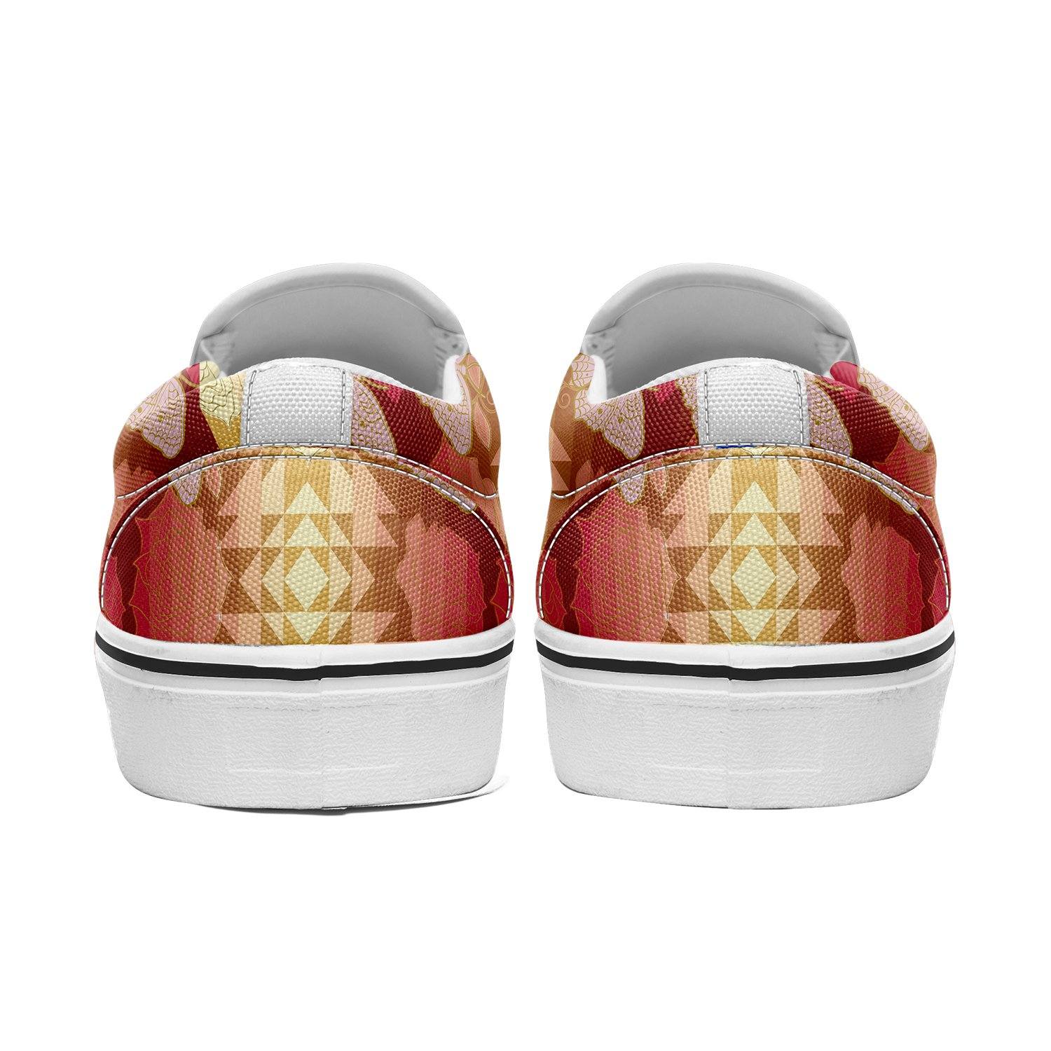 Butterfly and Roses on Geometric Otoyimm Canvas Slip On Shoes otoyimm Herman